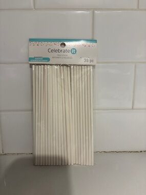 Celebrate It White Cake Pop Treat Sticks - 35 Count 6in